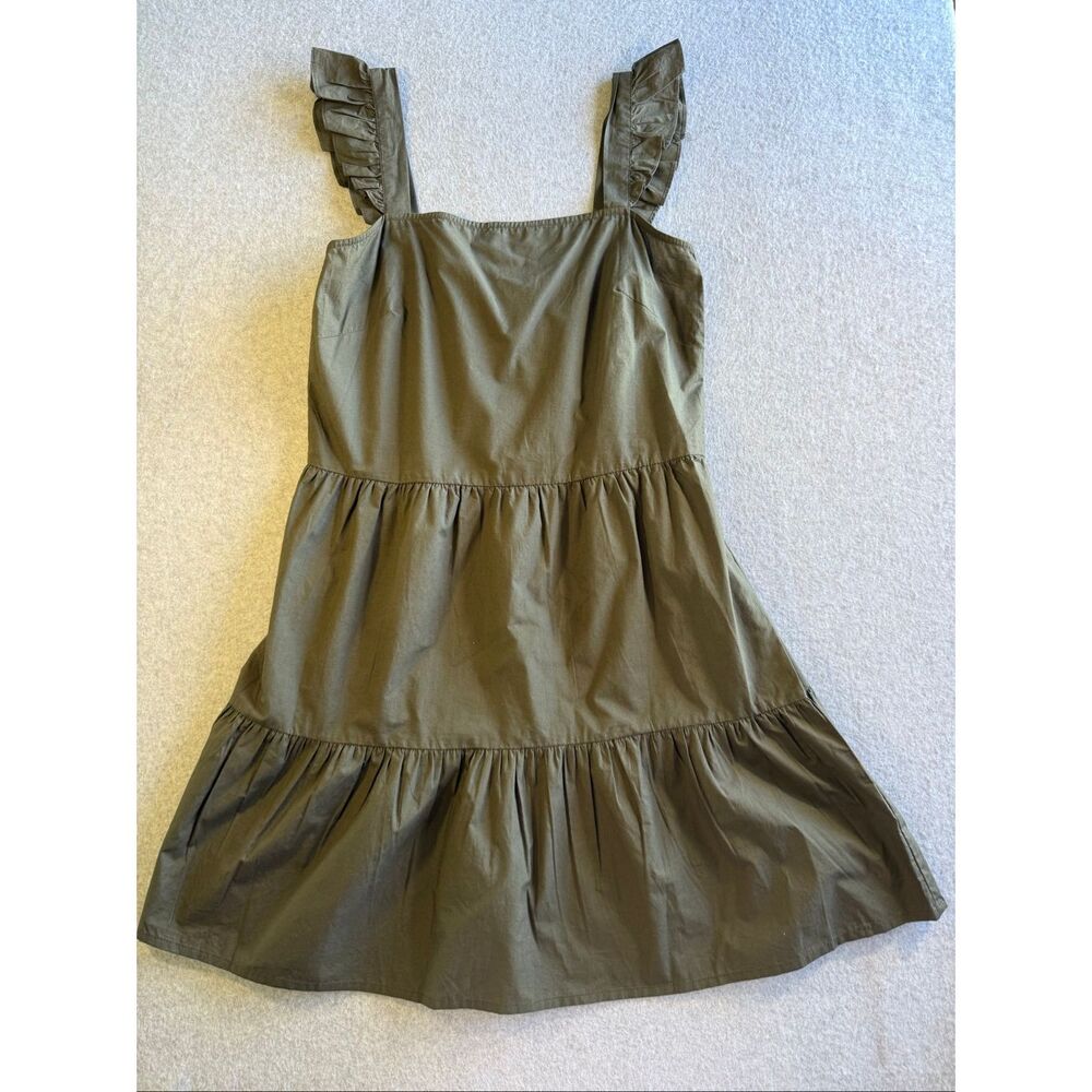Tash + Sophie olive green tiered dress XS